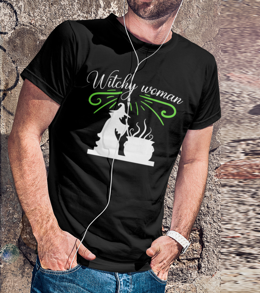 Witchy Woman Halloween Witch Stirring Cauldron T-Shirt