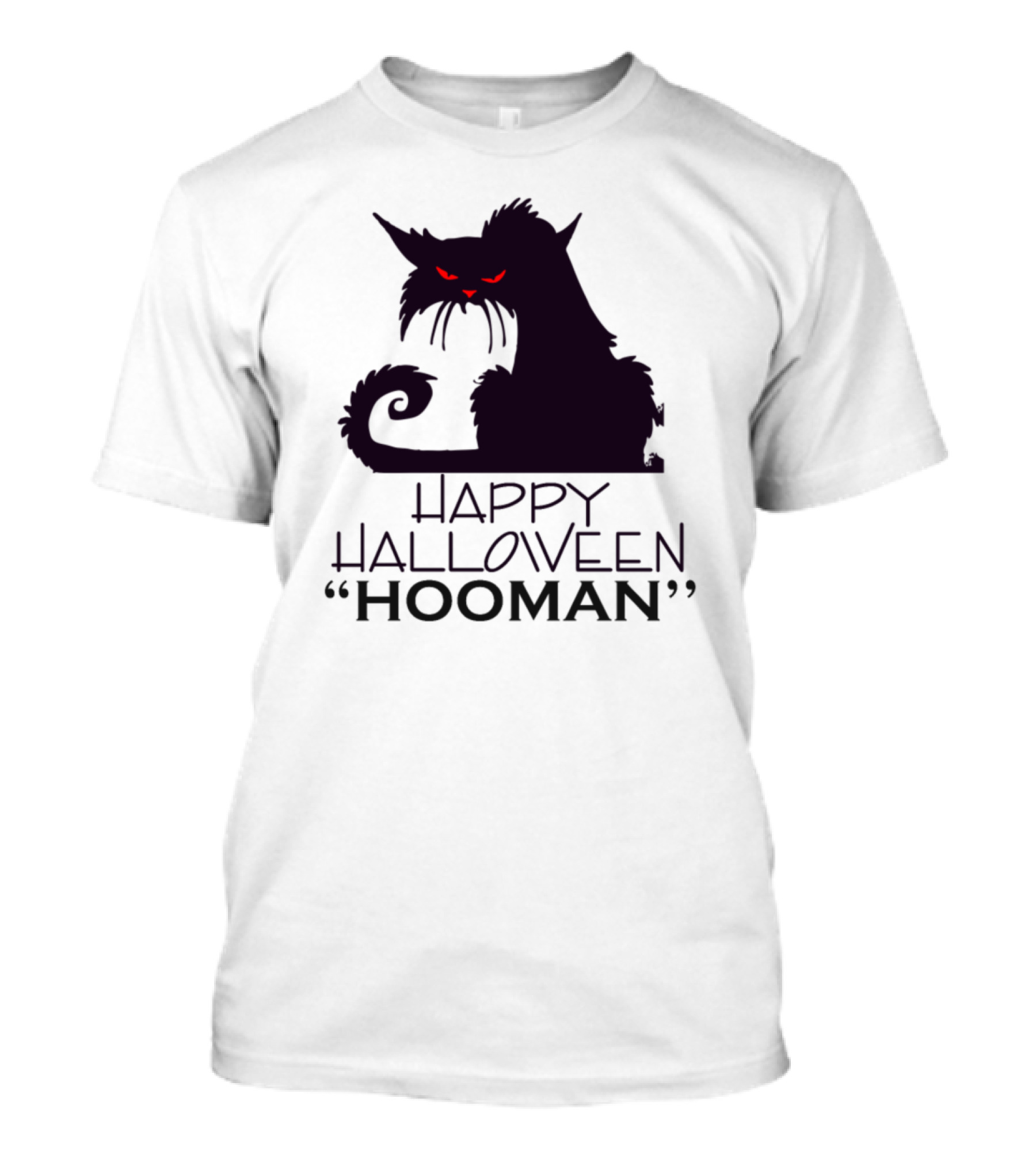 HAPPY HALLOWEEN Hooman Creepy Cat With Red Eyes T-Shirt