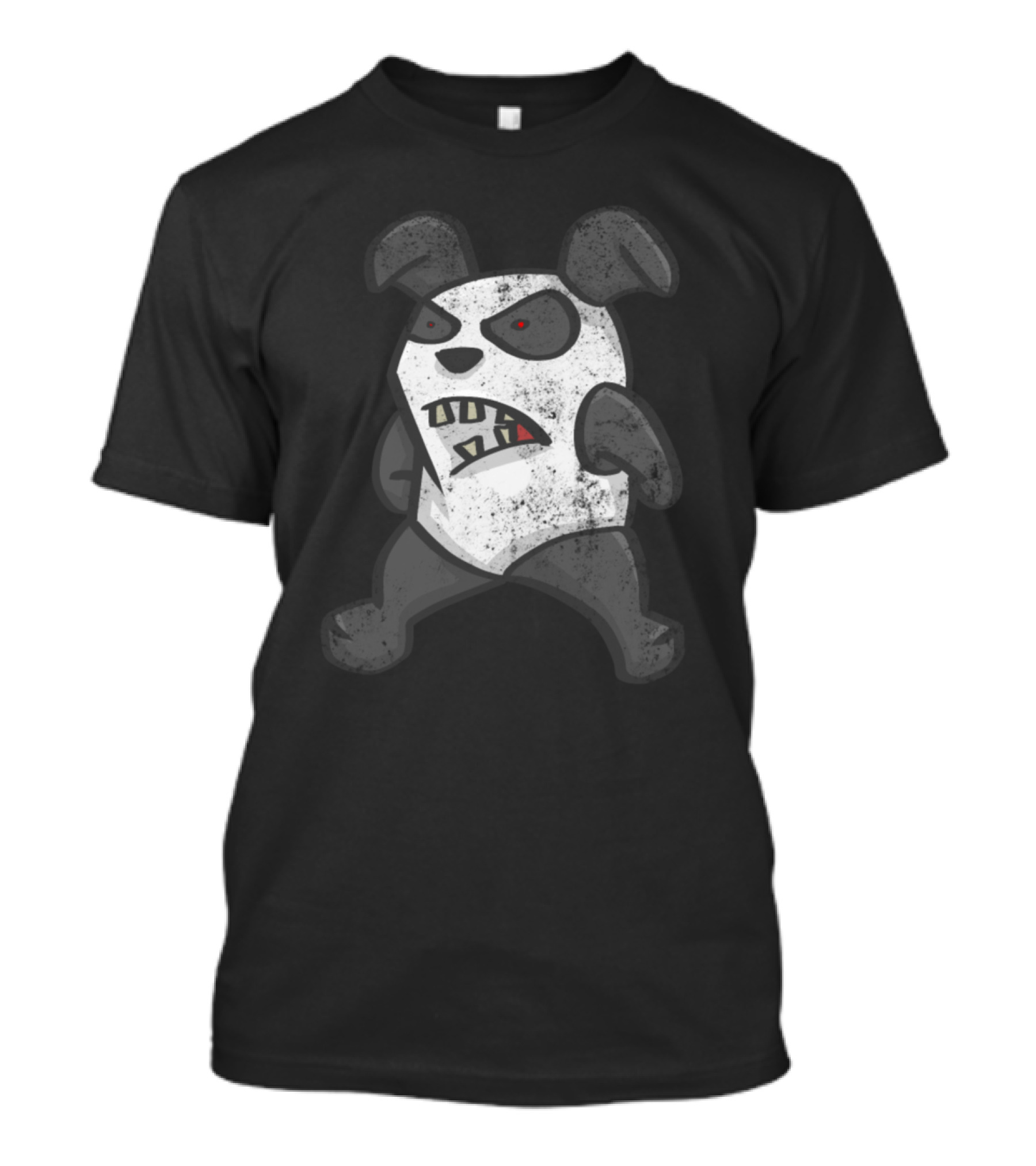 Horror Panda Grim Expression With Cartoon Villainous Eyes And Snarl T-Shirt