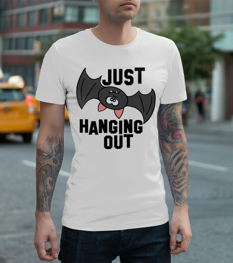Just Hanging Out Bat Cute Cartoon T-Shirt