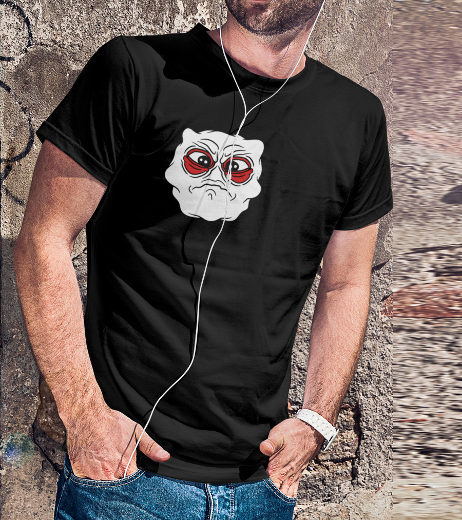 Little Monster Head Eyes Face Sad Crying Felon Unh White Grumpy Blob With Red Angry Eyes T-Shirt