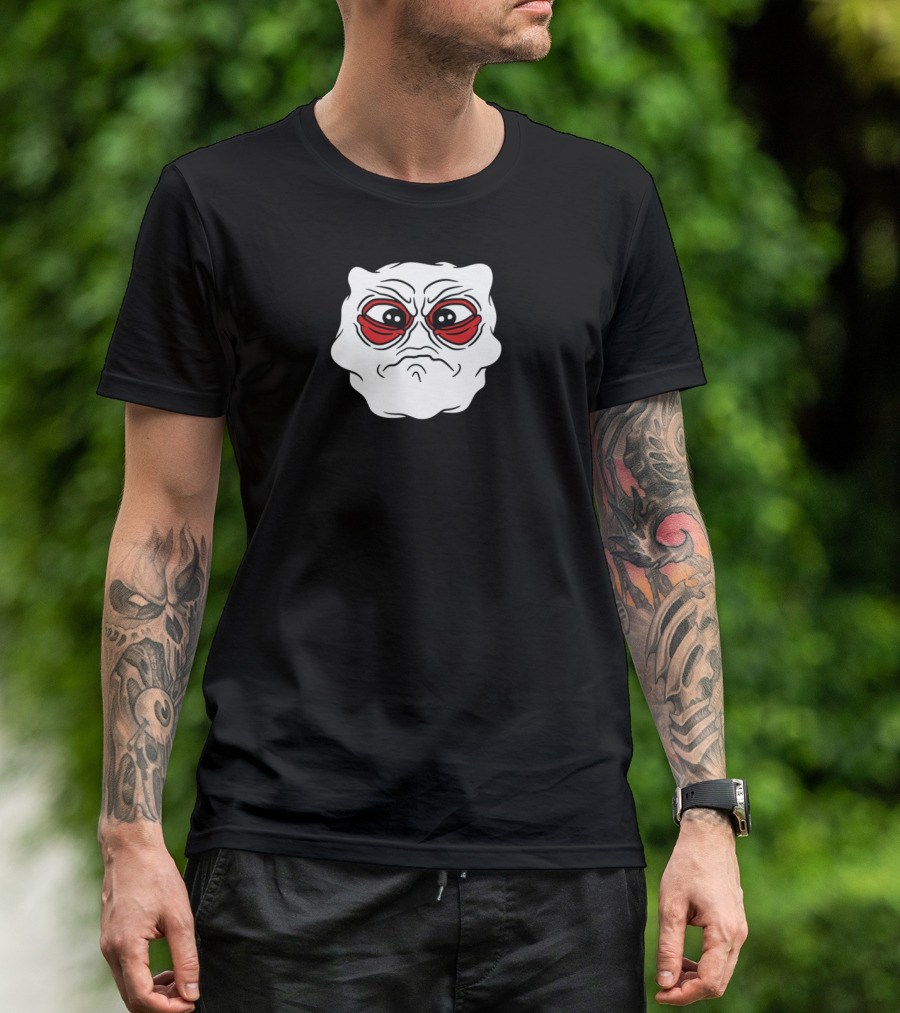 Little Monster Head Eyes Face Sad Crying Felon Unh White Grumpy Blob With Red Angry Eyes T-Shirt
