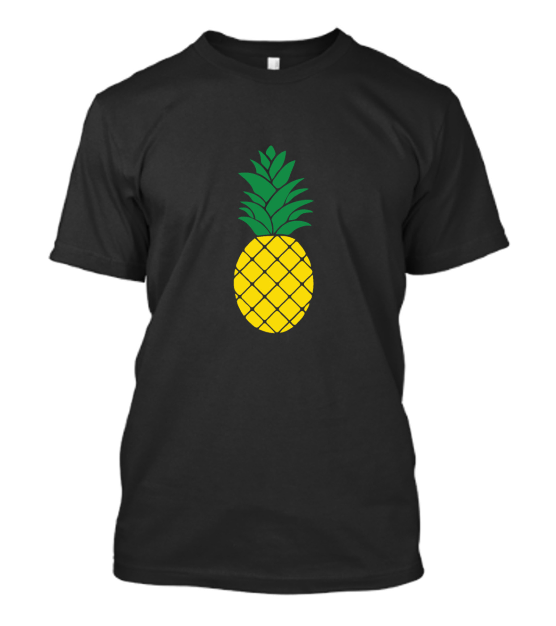 Pineapple Graphic Simple Green Leaves Yellow Fruit T-Shirt