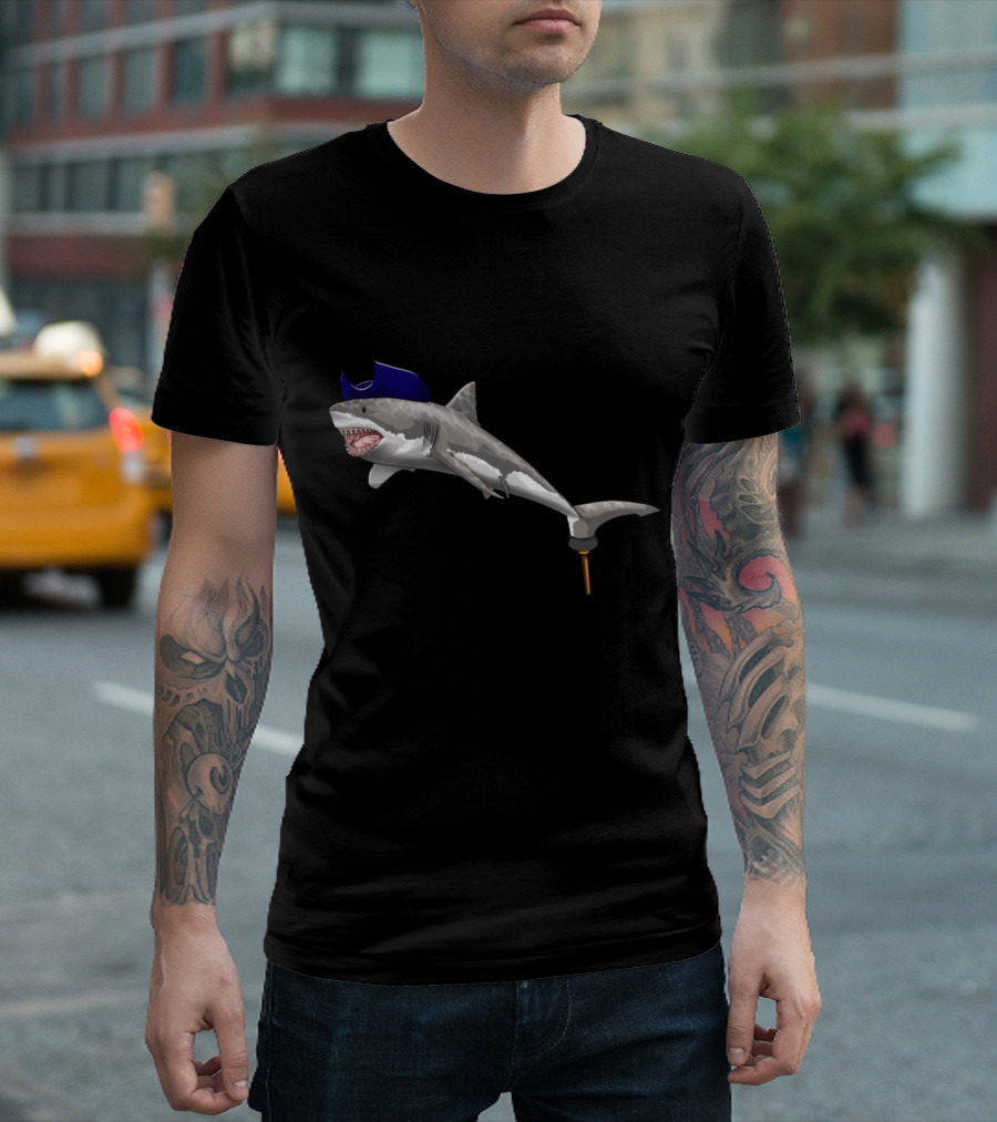 Pirate Shark Viking With Peg Leg Hat Novelty T-Shirt