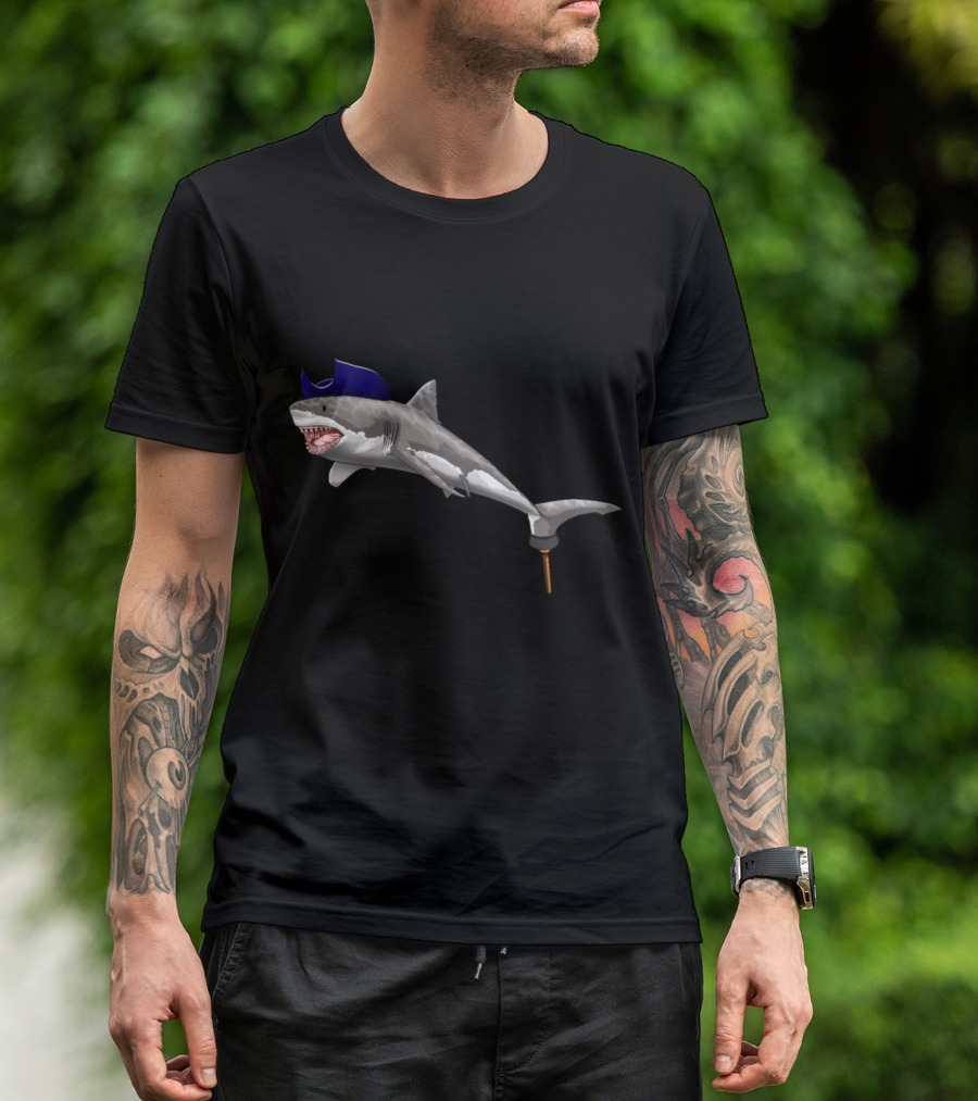 Pirate Shark Viking With Peg Leg Hat Novelty T-Shirt