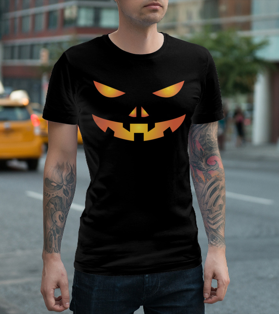 Pumpkin Scary Face Glowing Jack-O'-Lantern T-Shirt