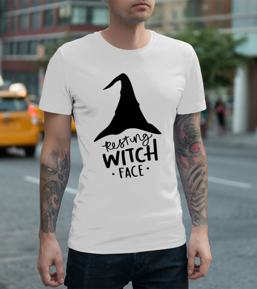 Resting Witch Face Witch Hat Halloween Humor T-Shirt