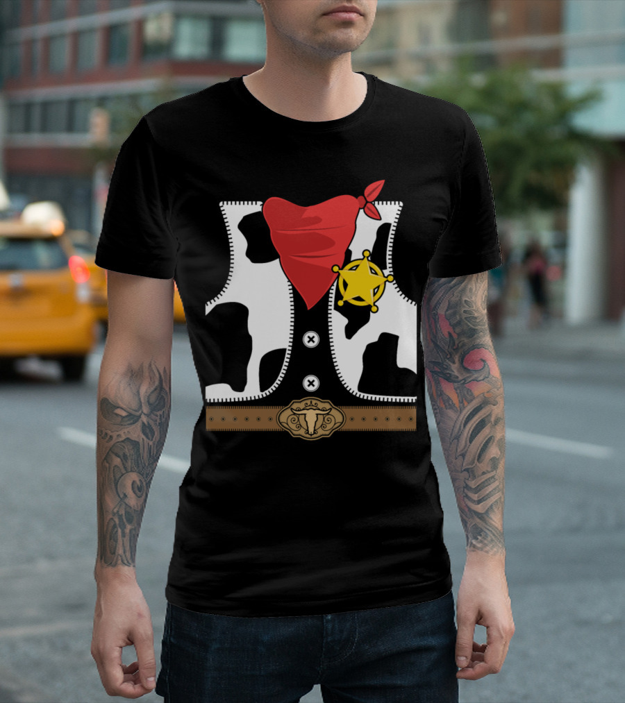 Cowboy Vest Red Bandana Sheriff Badge Belt Buckle T-Shirt