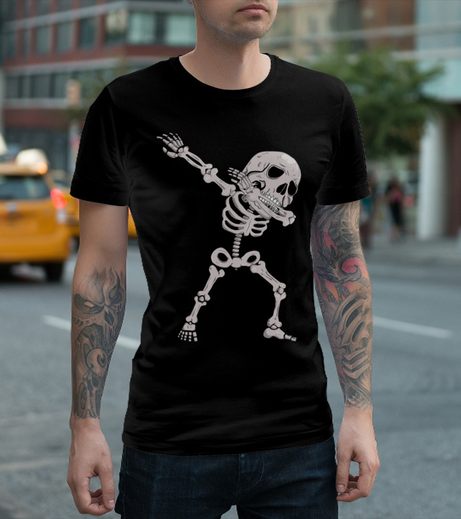 Dabbing Skeleton Skull Scary Halloween T-Shirt