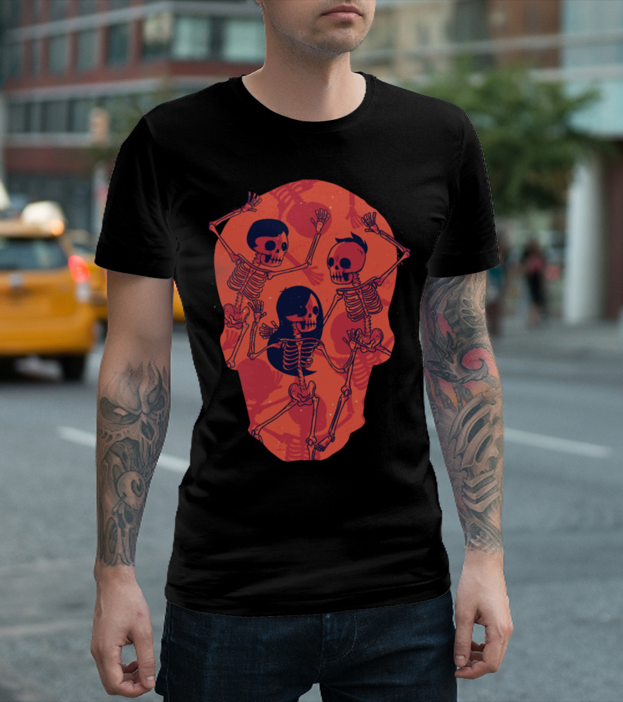 Dancing Skeletons In Red Skull Formation T-Shirt