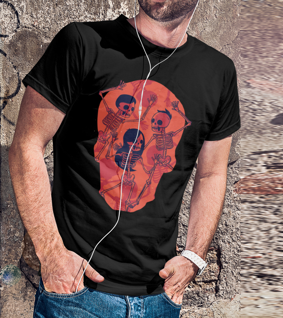 Dancing Skeletons In Red Skull Formation T-Shirt