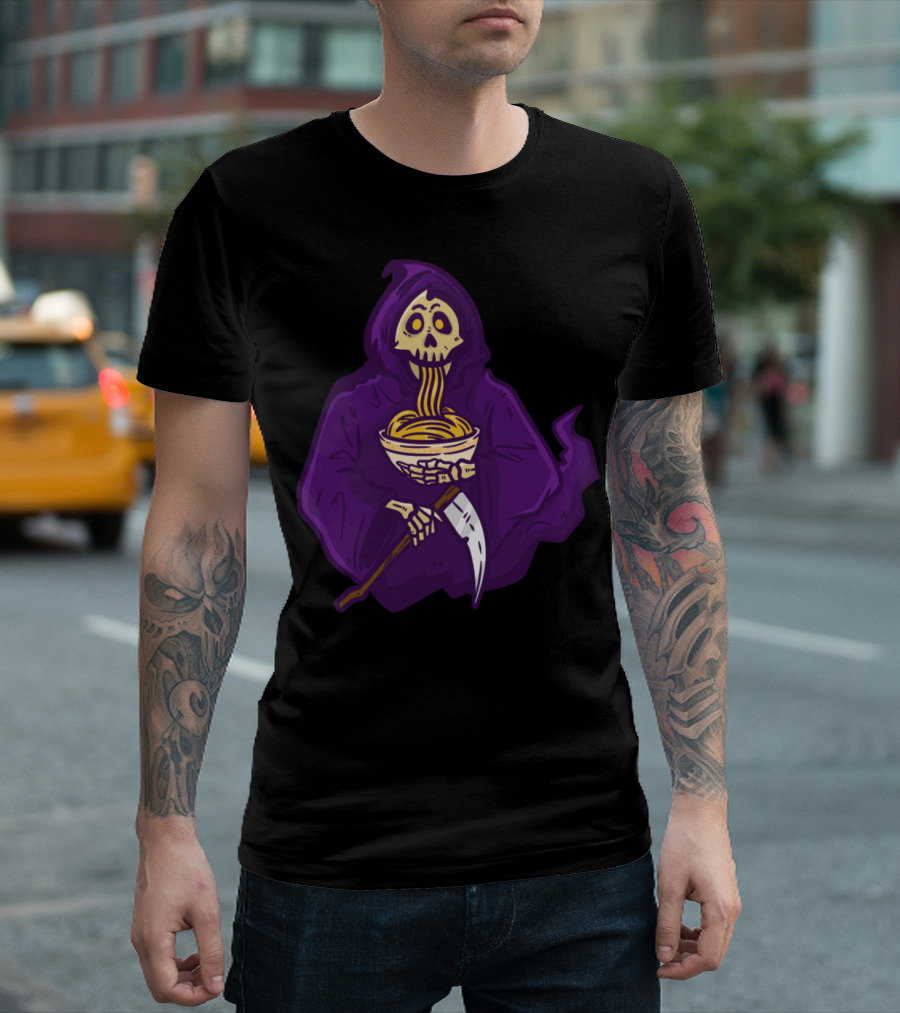Death Is Life But Ramen Is Lifer Grim Reaper Eating Noodles T-Shirt