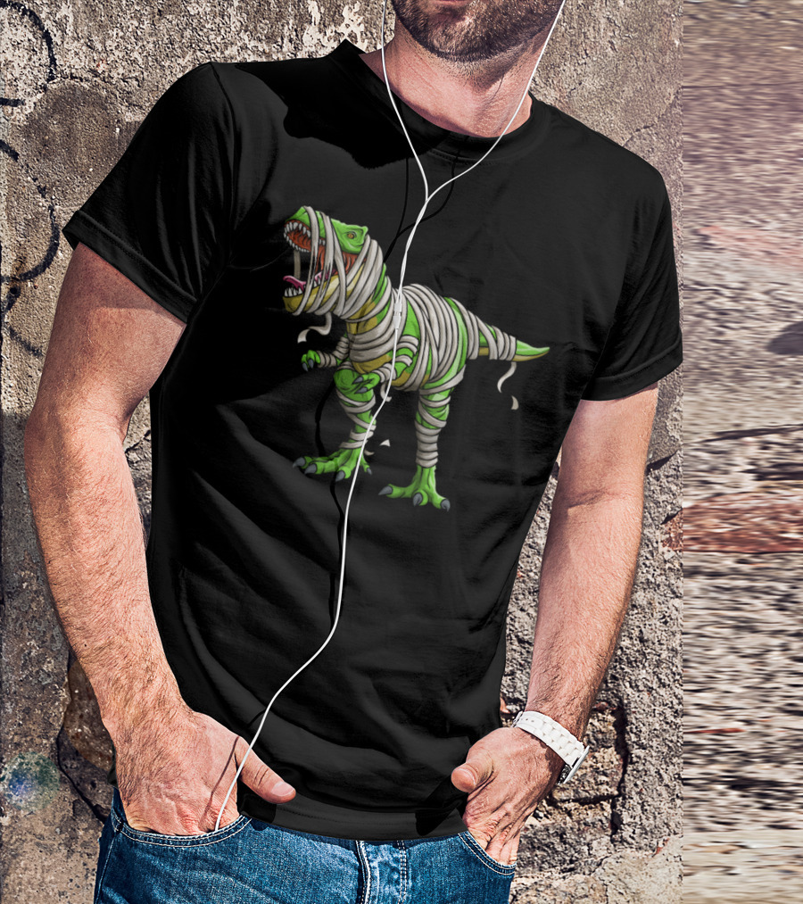 Dinosaur Rex Mummy Wrapped Funny Halloween Dino T-Shirt
