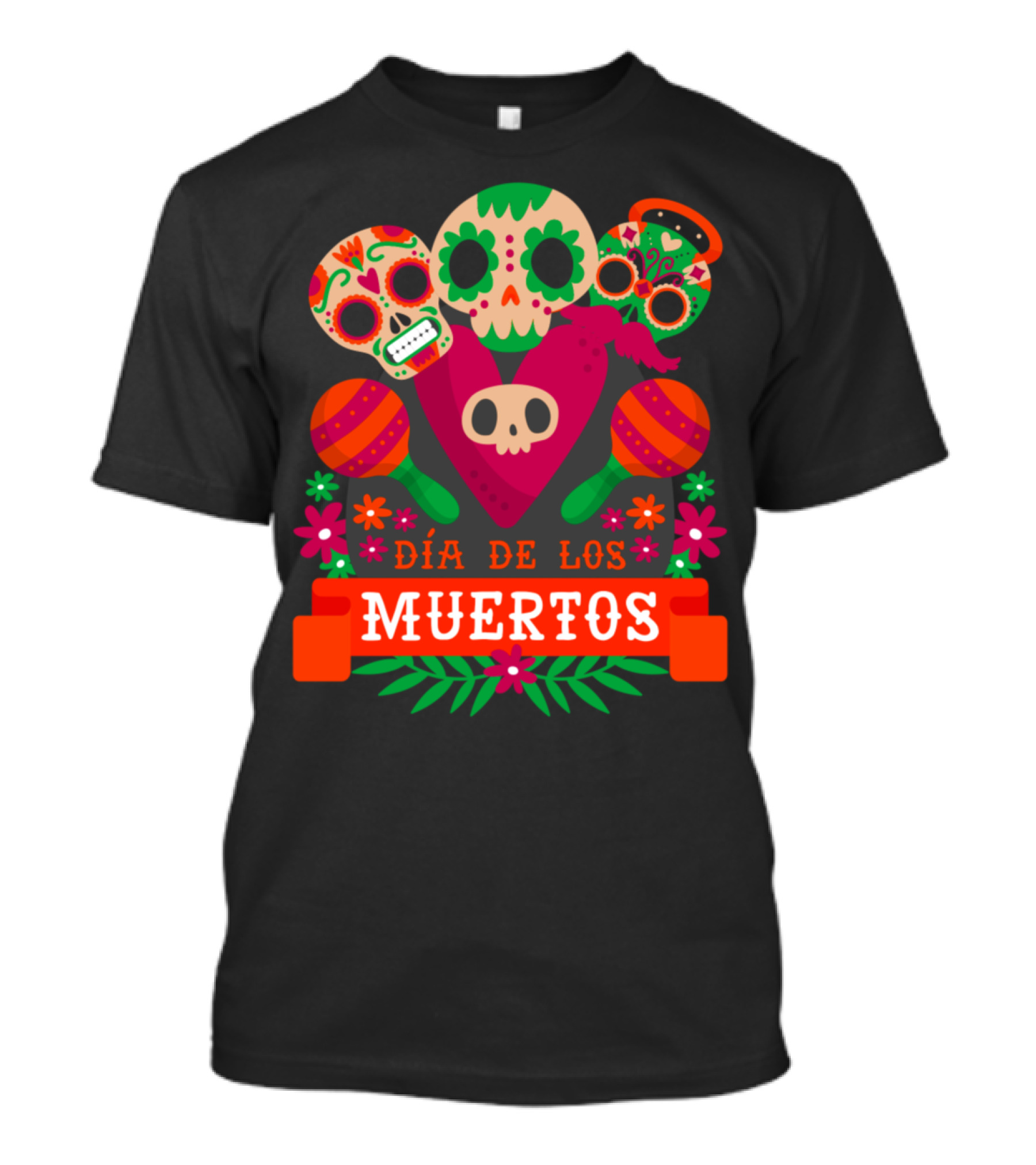 Día De Los Muertos Sugar Skulls And Hearts Mexico Calavera T-Shirt