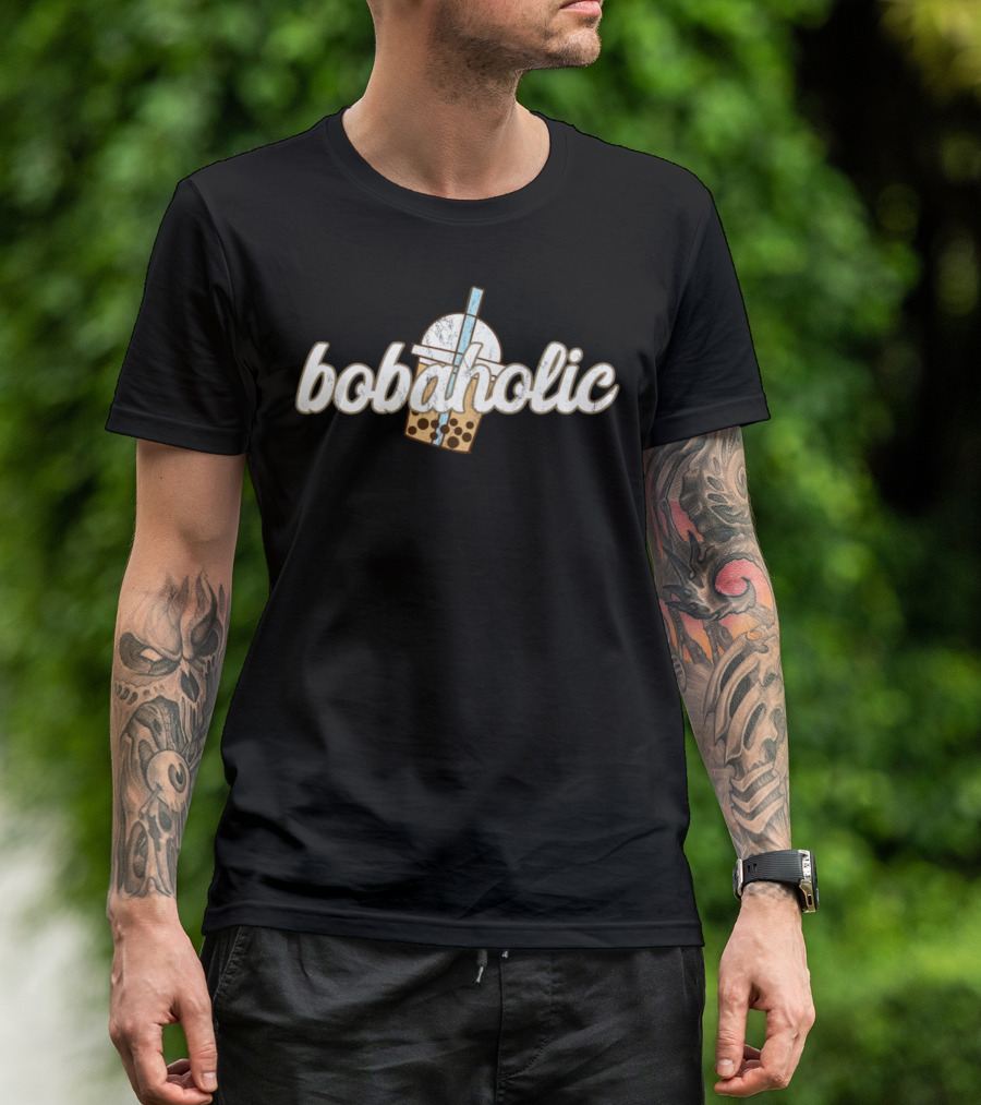 Bobaholic Boba Bubble Tea Retro Style Beverage T-Shirt