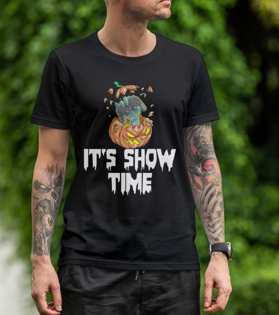 It's Show Time Gamer Pumpkin Controller Explosion T-Shirt