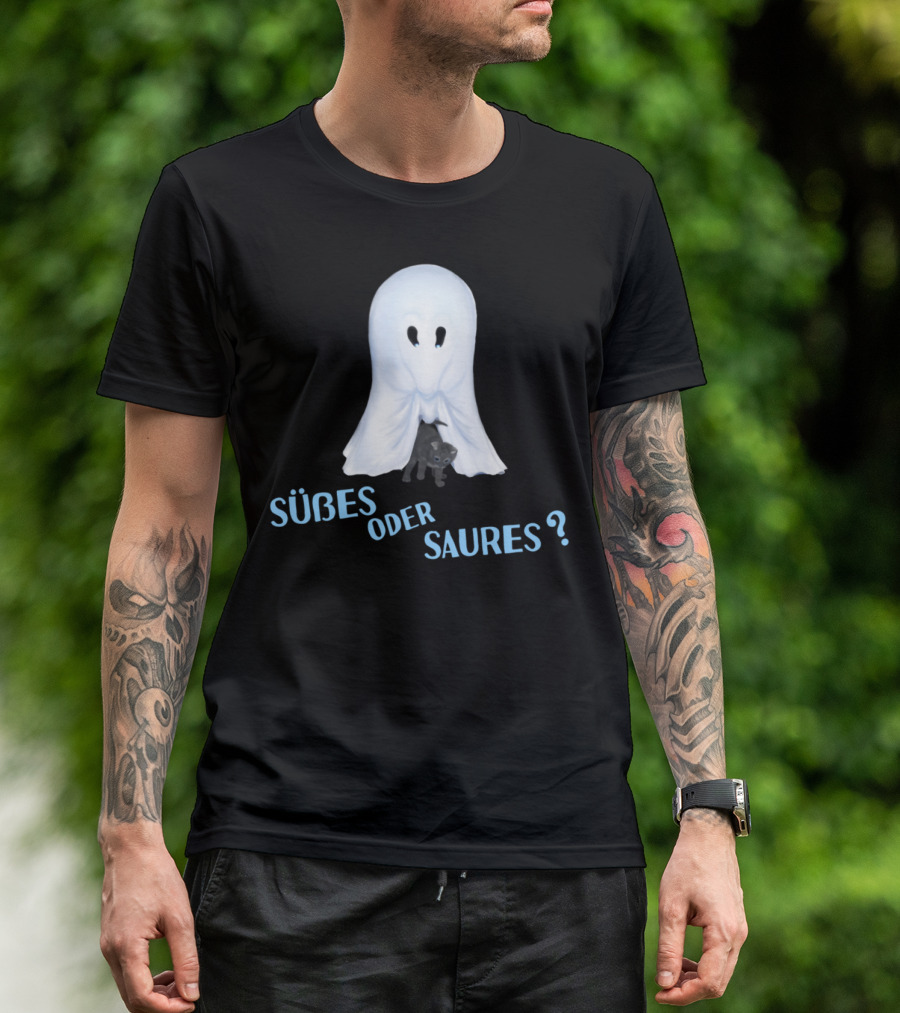 Süßes Oder Saures Ghost And Cat T-Shirt