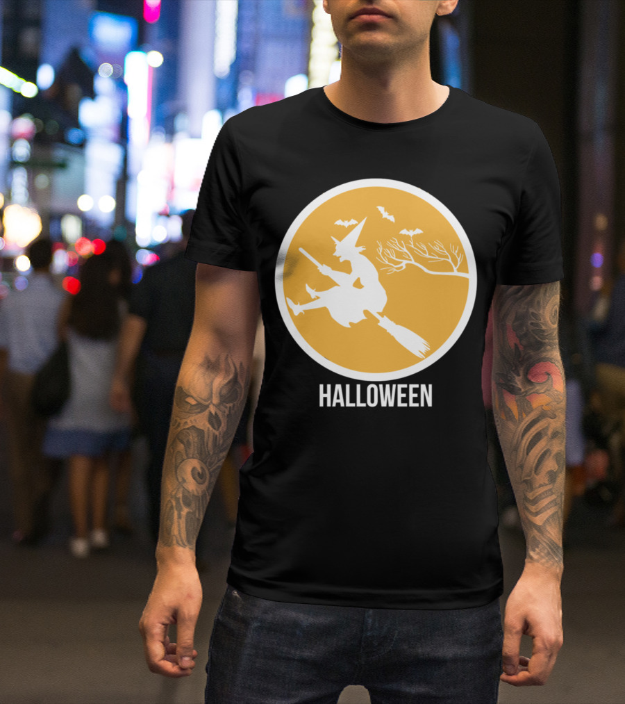Halloween Witch Flying With Bats 222 T-Shirt