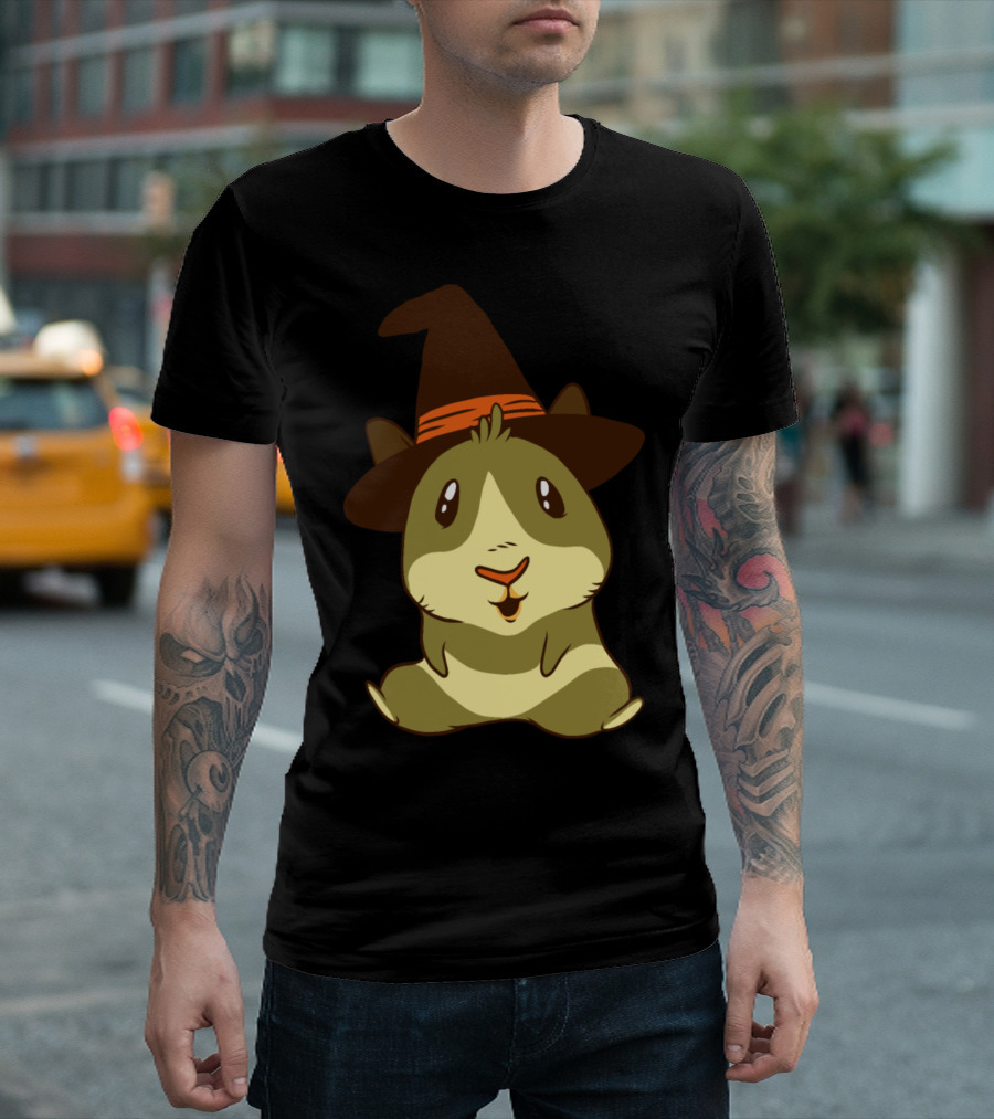 Halloween Guinea Pig Witch Hat T-Shirt