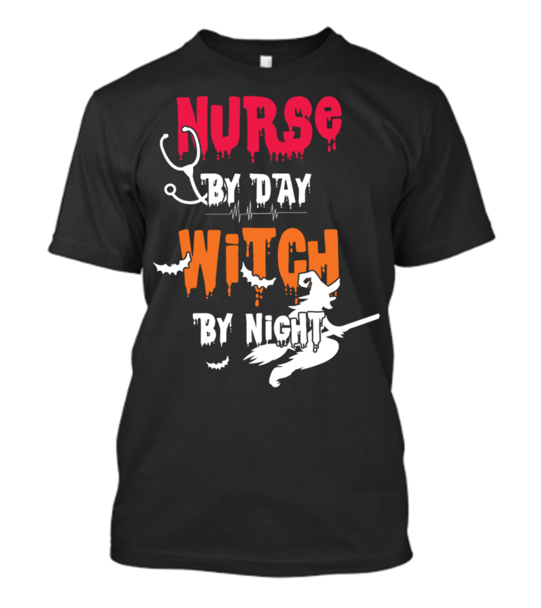 Nurse By Day Witch By Night Halloween Hospital T-Shirt