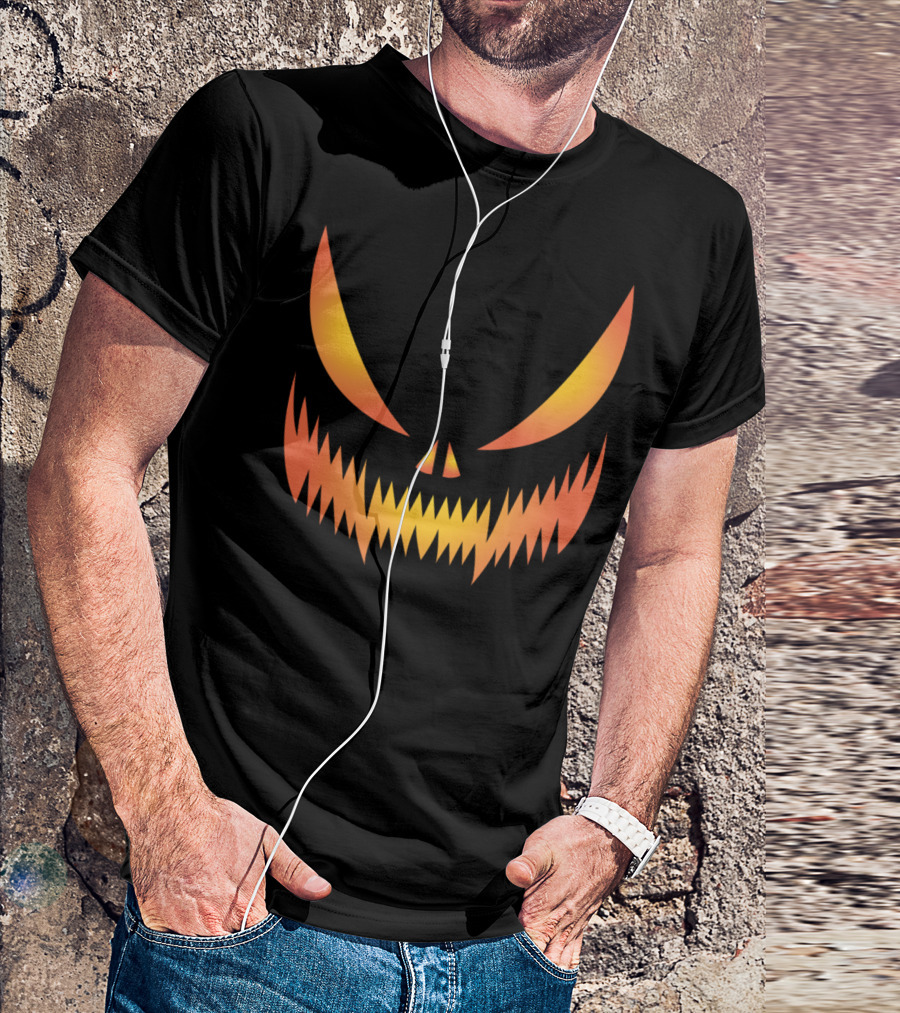 Halloween Pumpkin Face Evil Grinning Jack-O'-Lantern T-Shirt