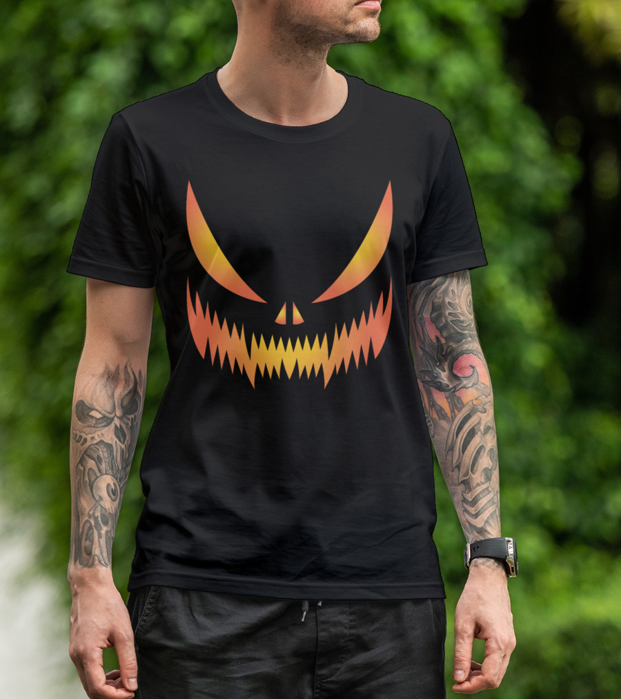 Halloween Pumpkin Face Evil Grinning Jack-O'-Lantern T-Shirt
