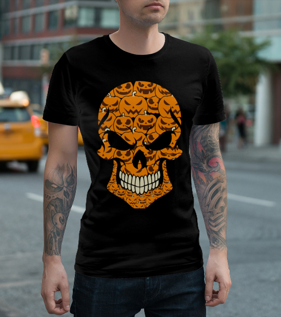 Skull Made of Pumpkin Faces T-Shirt