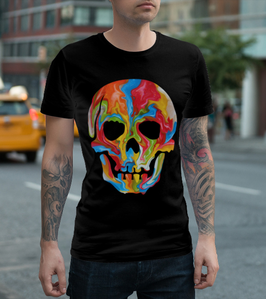 Skull Sugar Psychedelic Rainbow T-Shirt