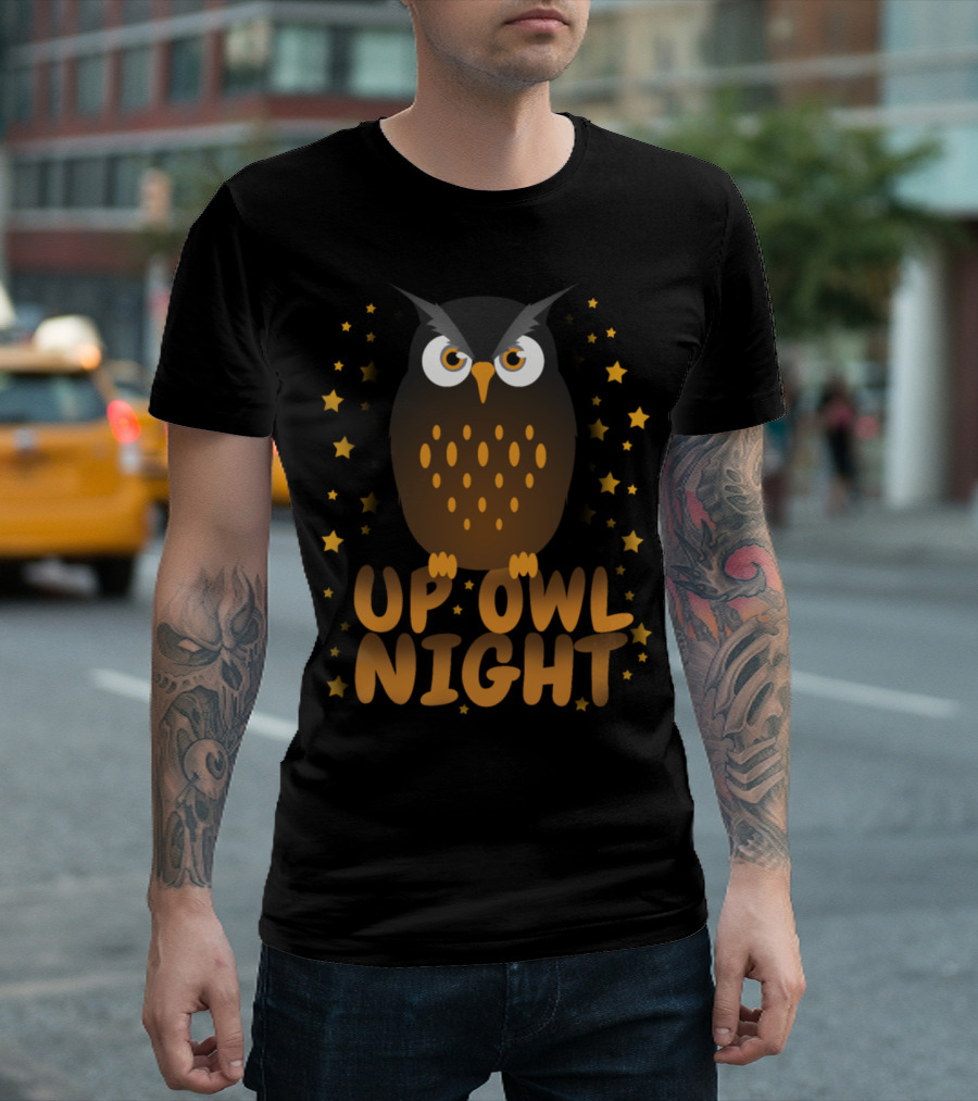 Up Owl Night Halloween Owl Costume Trick Stars T-Shirt