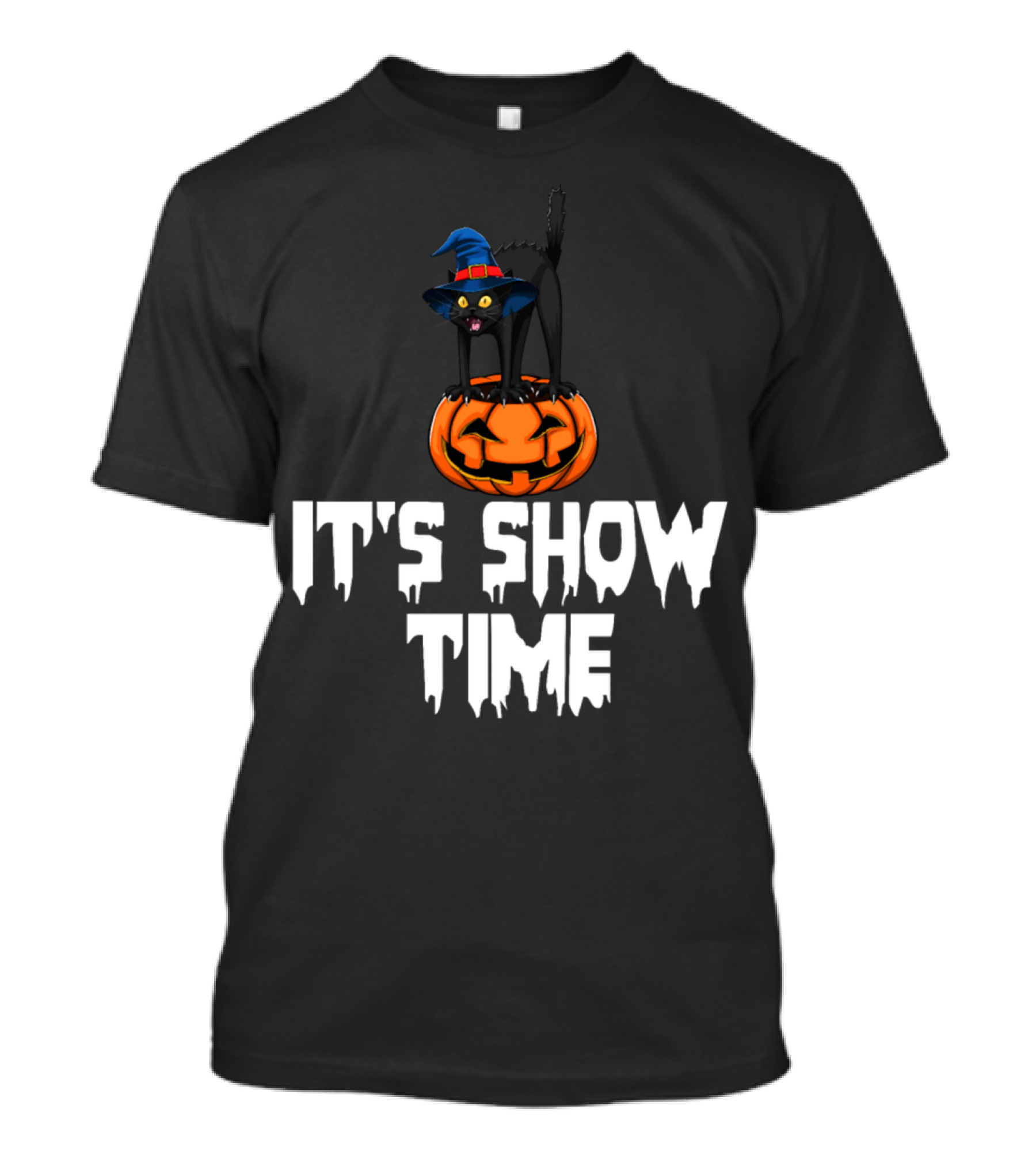Witch Cat Halloween Pumpkin It's Show Time T-Shirt