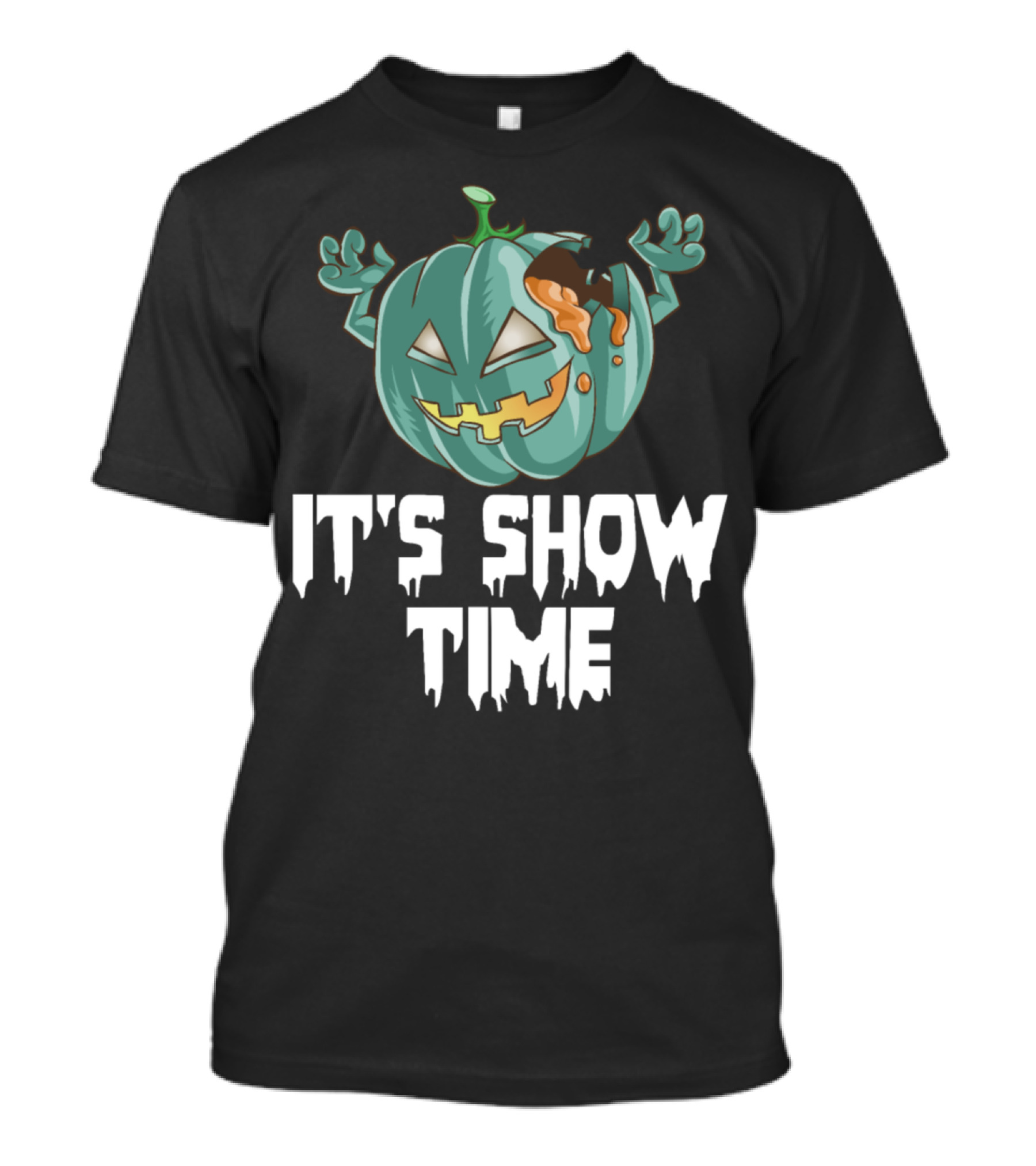 Zombie Pumpkin It's Show Time Halloween Horror T-Shirt