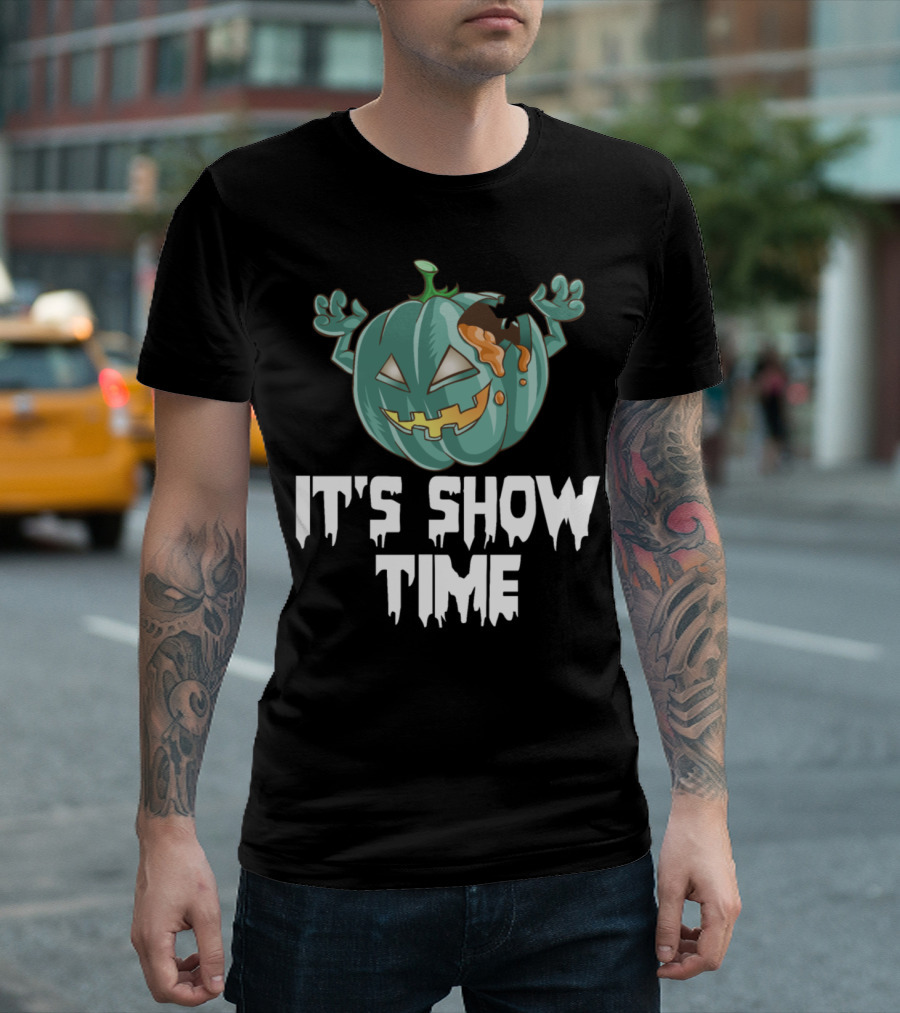 Zombie Pumpkin It's Show Time Halloween Horror T-Shirt