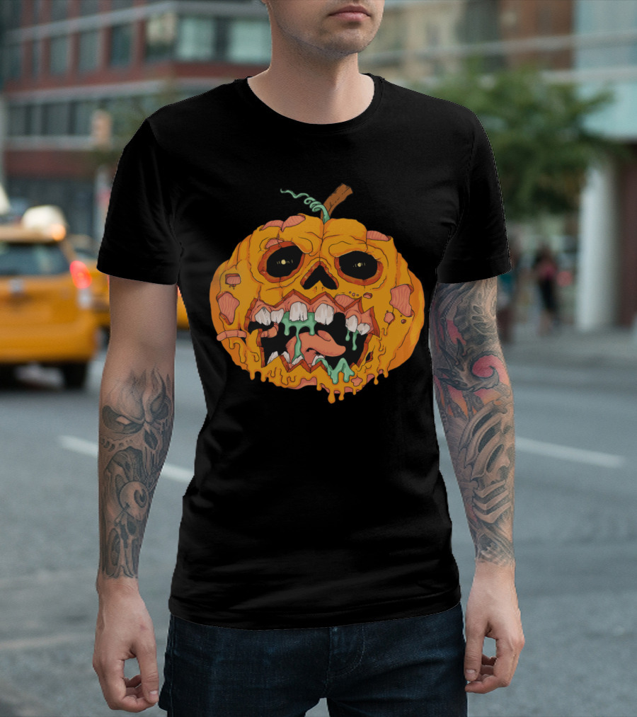 Zombie Pumpkin Monster Halloween T-Shirt