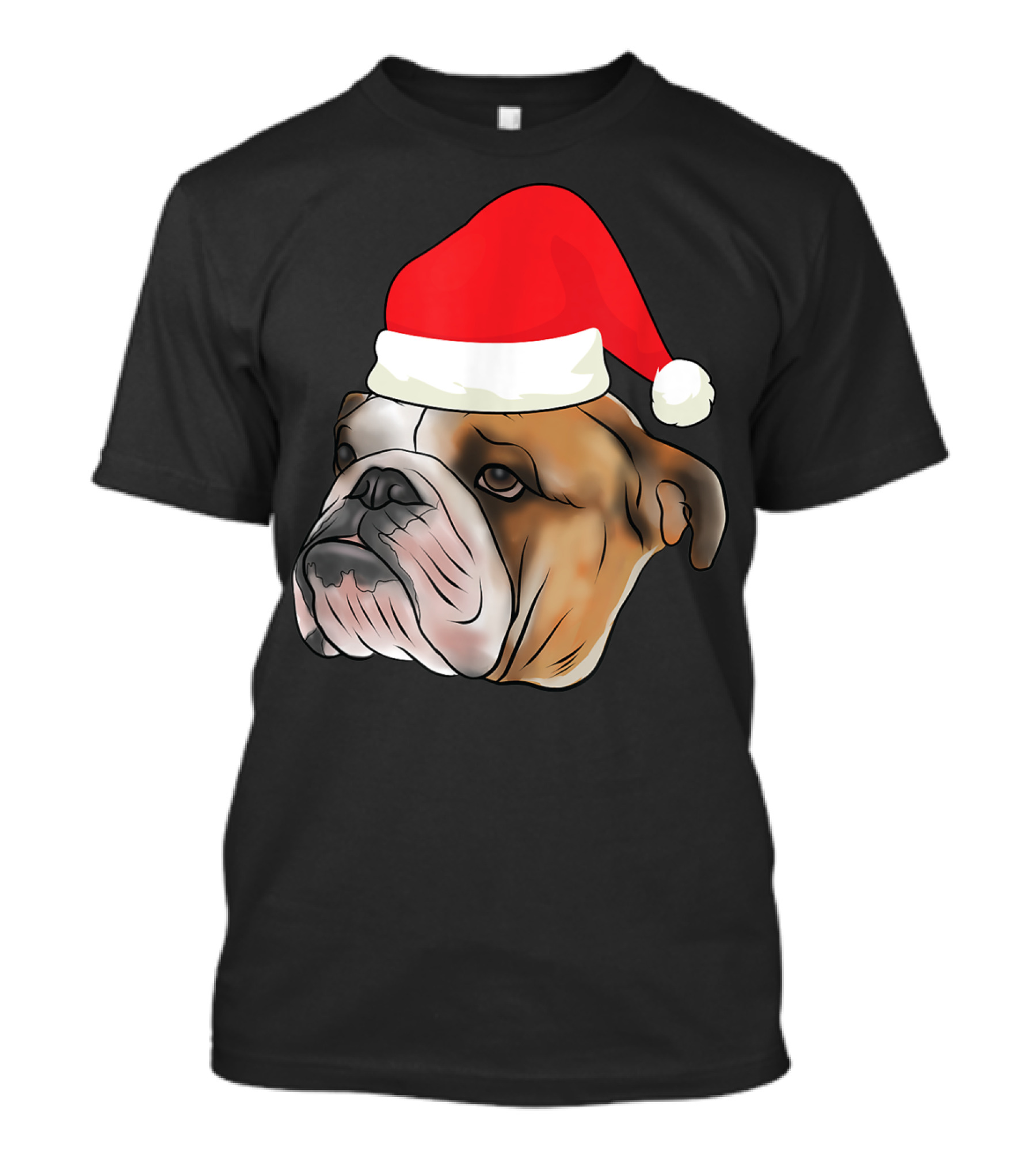 English Bulldog Wearing Santa Claus Hat T-Shirt