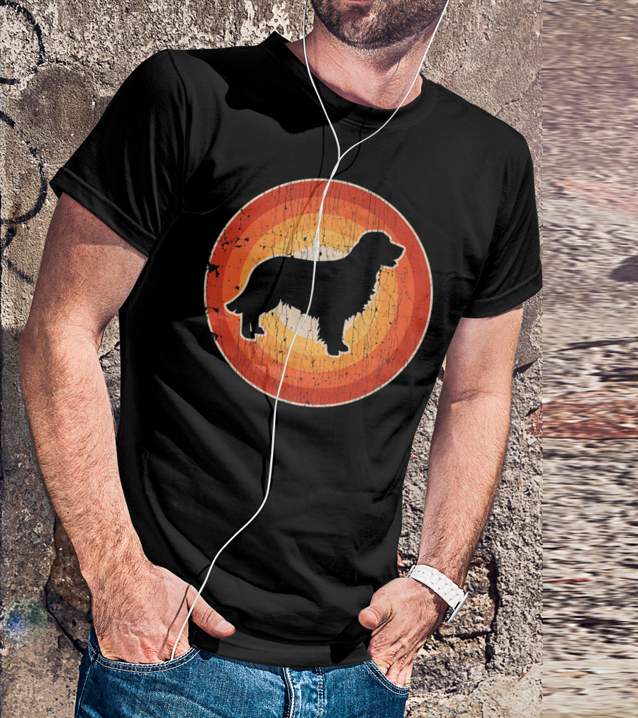Bernese Mountain Dog Silhouette Vintage 60s Style Retro Circle T-Shirt