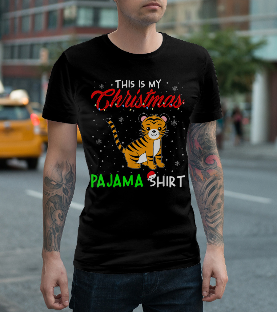 This Is My Christmas Pajama Shirt Cute Tiger T-Shirt