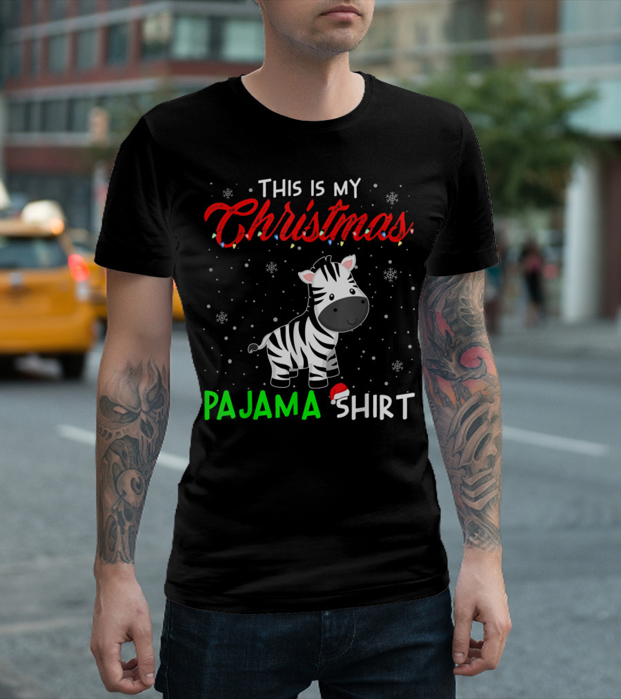 This Is My Christmas Pajama Shirt Cute Zebra T-Shirt