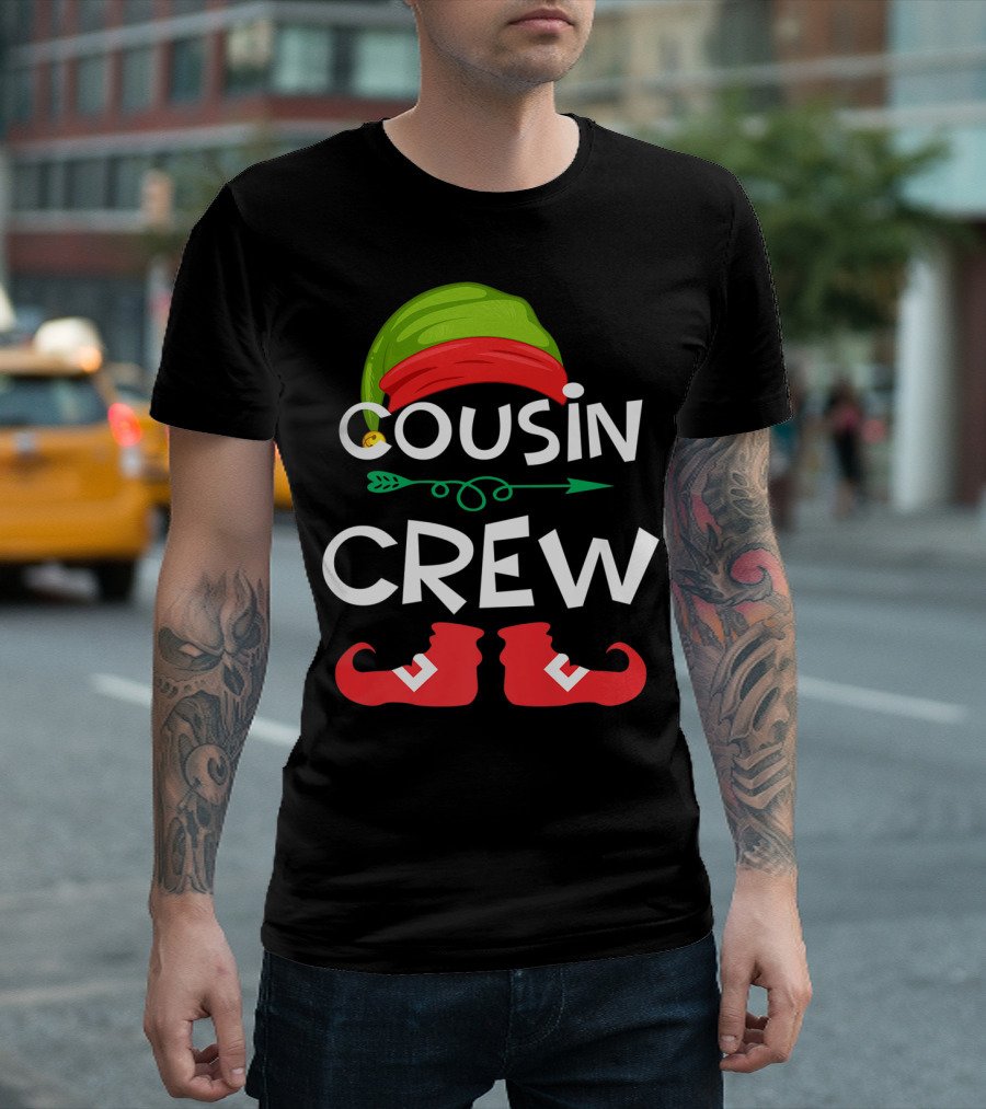 Cousin Crew Elf Hat And Shoes Christmas Elves Family T-Shirt