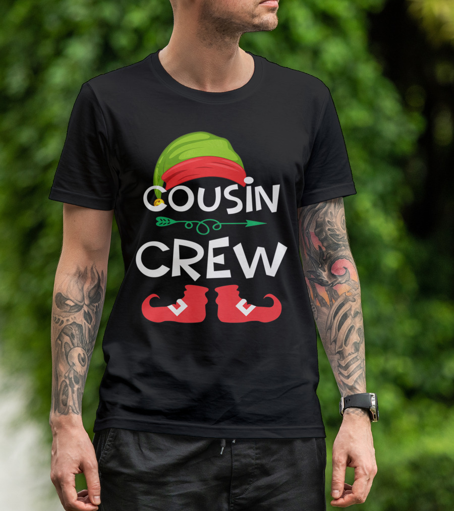 Cousin Crew Elf Hat And Shoes Christmas Elves Family T-Shirt