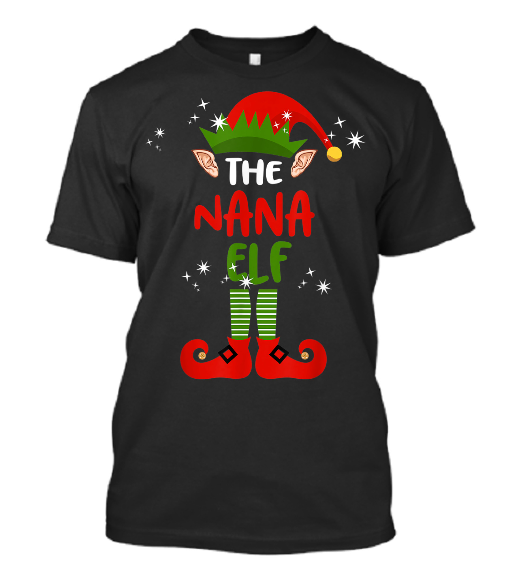 The Nana Elf Christmas Elf With Hat And Shoes T-Shirt