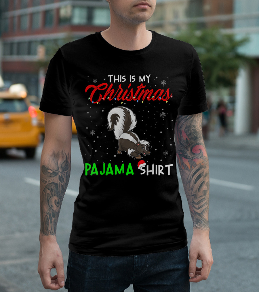 This Is My Christmas Pajama Shirt Cute Skunk T-Shirt