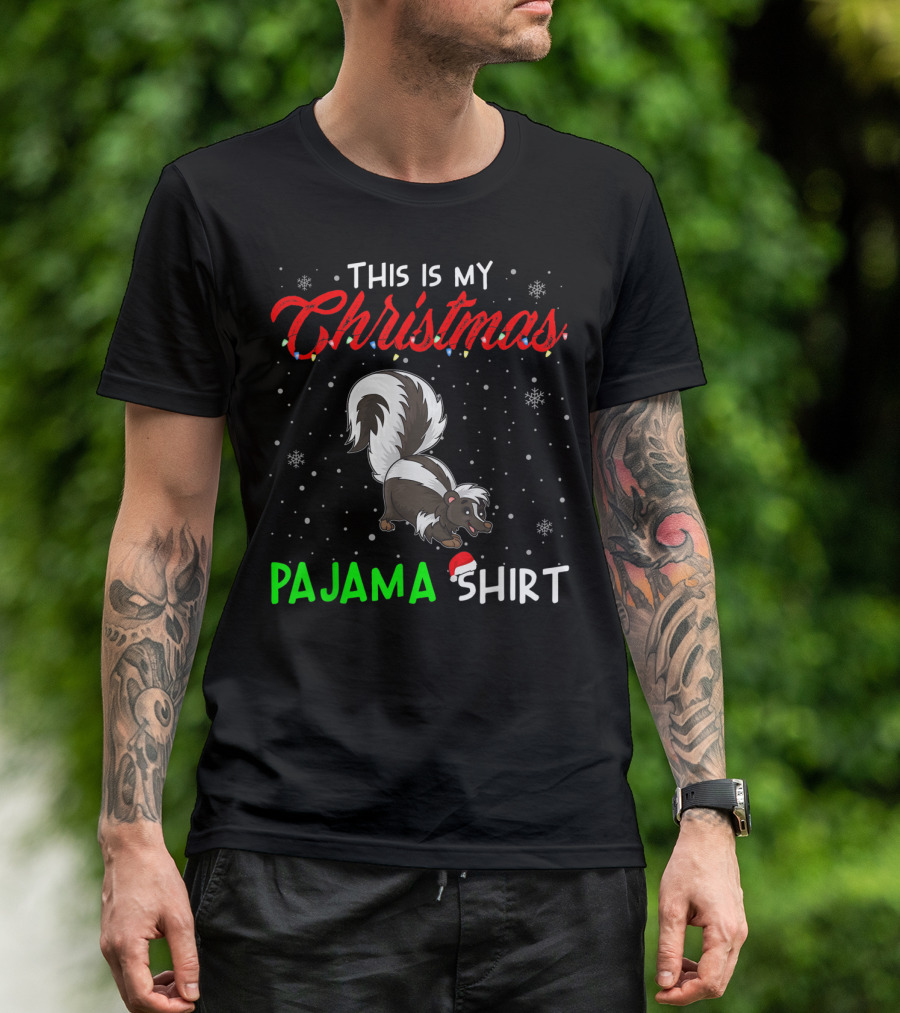 This Is My Christmas Pajama Shirt Cute Skunk T-Shirt