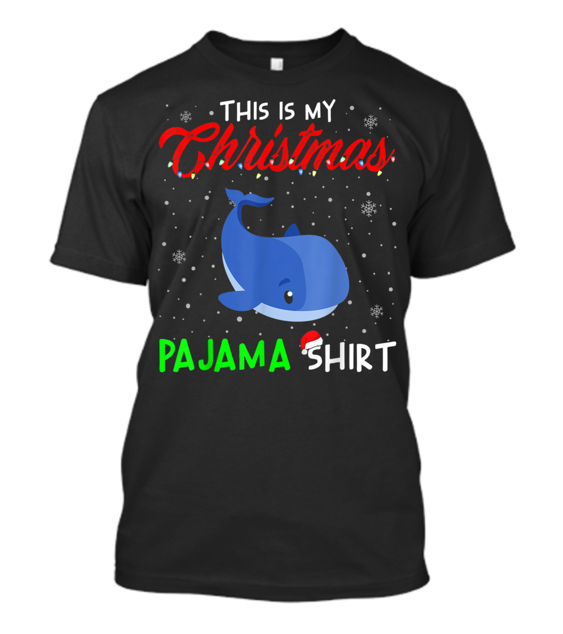 Christmas Pajama Shirt Cute Whale Snowflakes T-Shirt