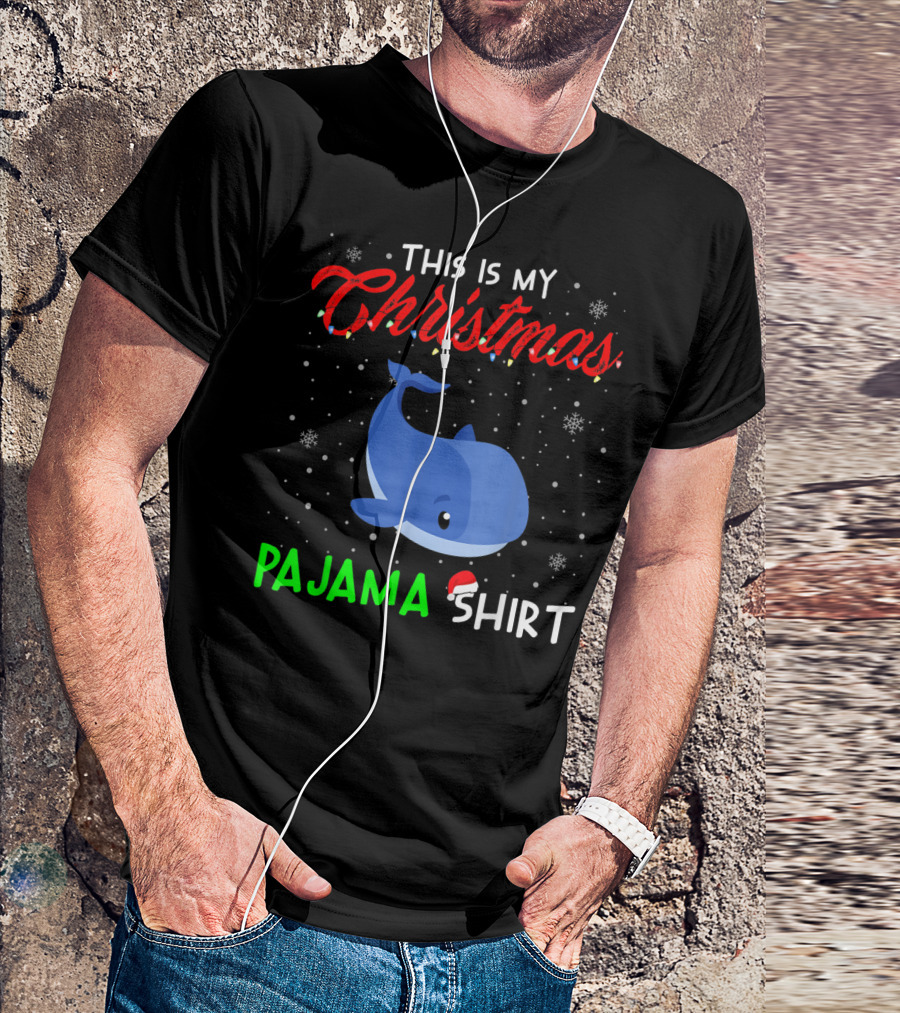 Christmas Pajama Shirt Cute Whale Snowflakes T-Shirt