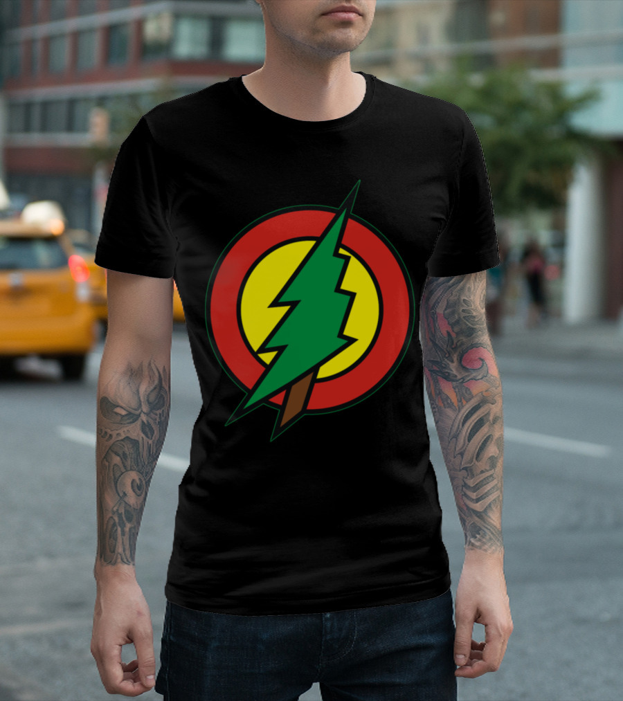 Hero Holidays Xmas Christmas Tree Superhero Flash T-Shirt