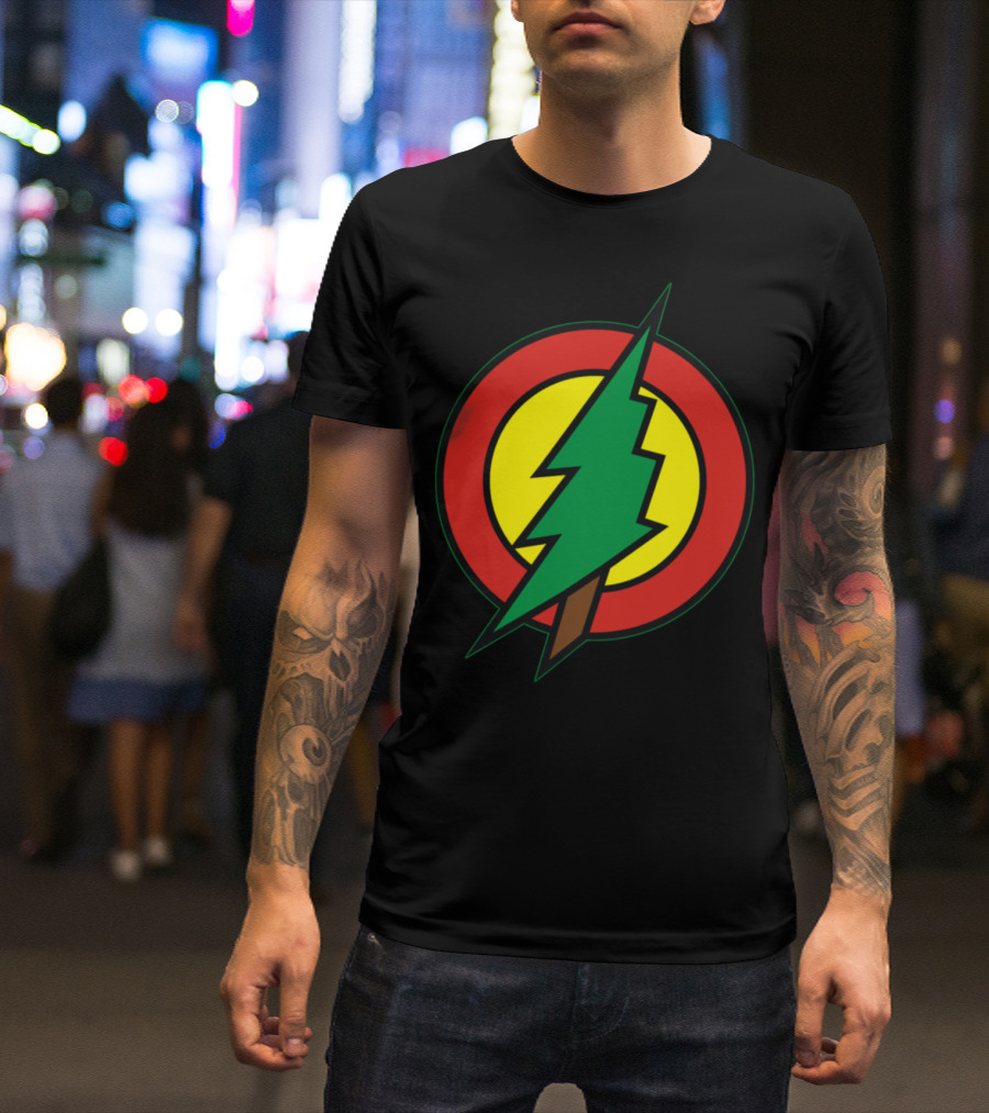 Hero Holidays Xmas Christmas Tree Superhero Flash T-Shirt