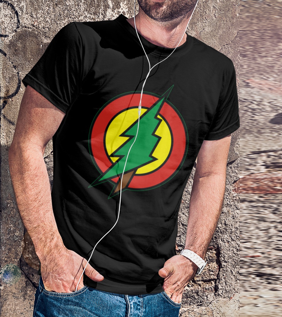 Hero Holidays Xmas Christmas Tree Superhero Flash T-Shirt