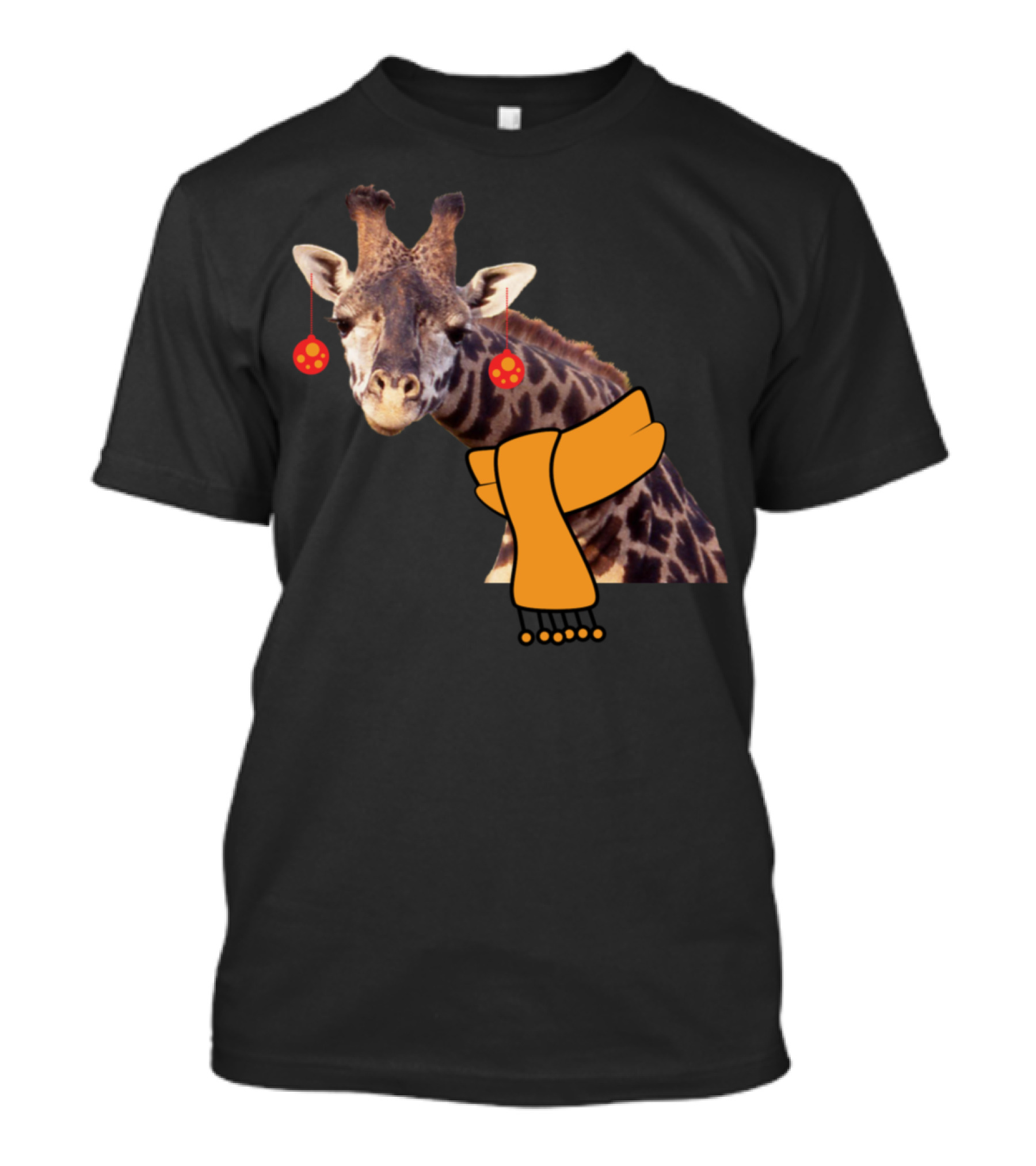 Giraffe In Holiday Scarf And Ornaments T-Shirt