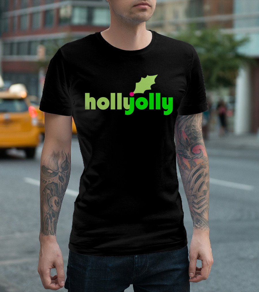 Holly Jolly Green Leaf Festive T-Shirt