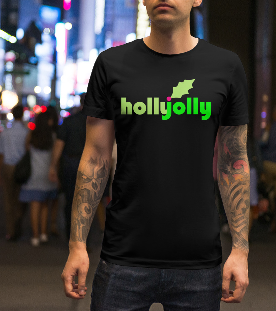 Holly Jolly Green Leaf Festive T-Shirt